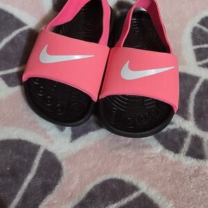 Nike Bright Pink Slides with White Logo